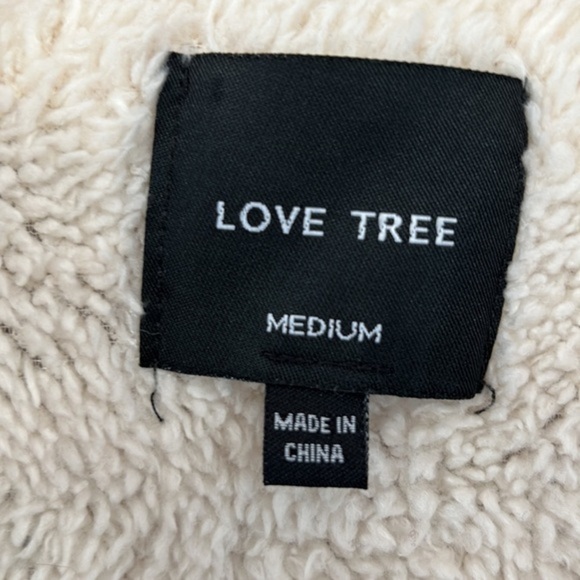 Tan Plaid Shacket with Sherpa Lining and Collar Size Medium - Picture 5 of 7